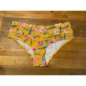 Victoria’s Secret PINK Soft Medium yellow floral lace bottom